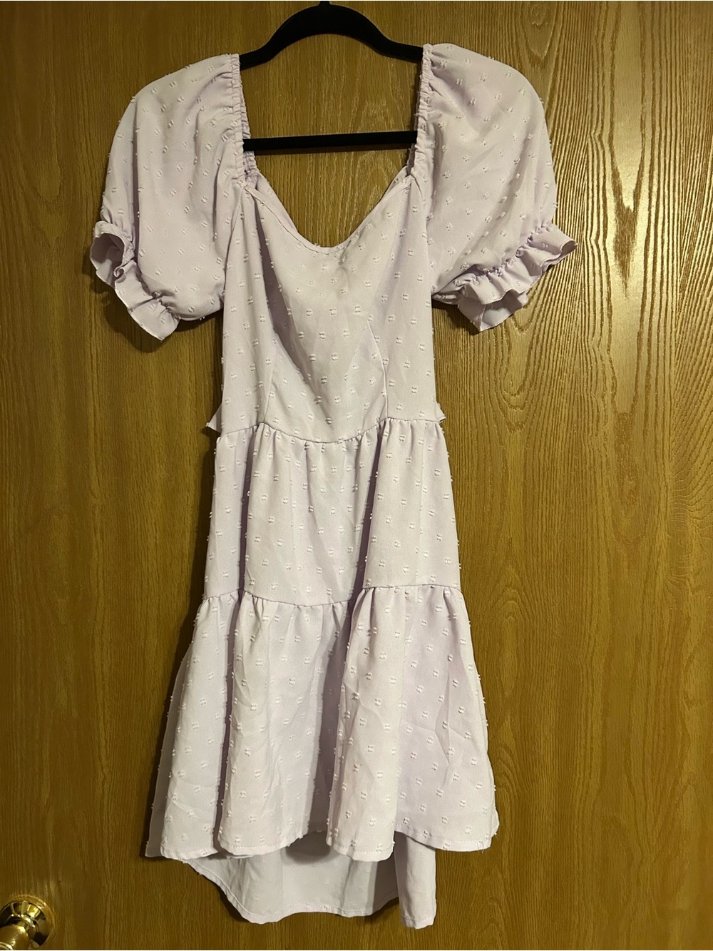 SHEIN Lilac Puff-Sleeve Tiered High-Low Dress